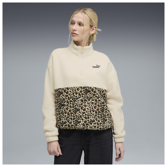 Puma Γυναικείο φούτερ Essentials Graphic Animal Relaxed Half-Zip Crew Puma Γυναικείο φούτερ Essentials Graphic Animal Relaxed Half-Zip Crew